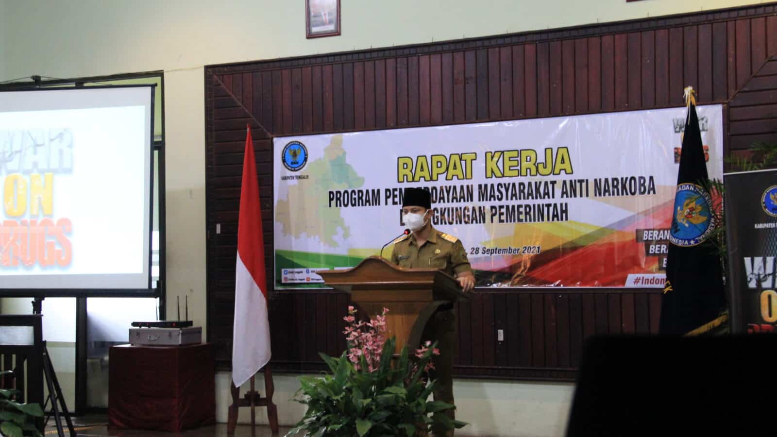 BUPATI TRENGGALEK BUKA RAKER PROGRAM DAYAMAS ANTI NARKOBA BNNK, DI LINGKUNGAN PEMERINTAH