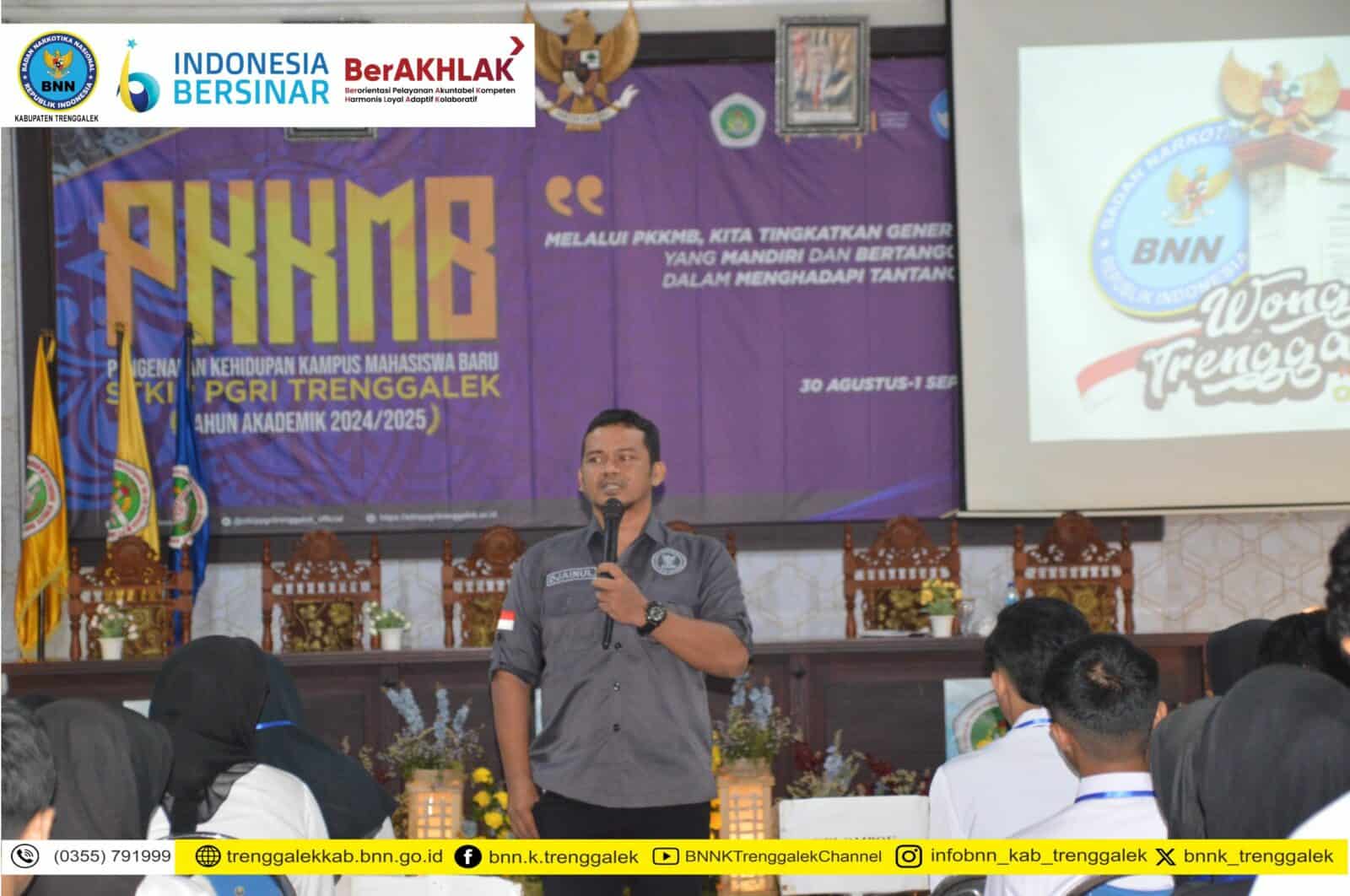 PEMBEKALAN DAN SOSIALISASI P4GN, SERTA DEKLARASI ANTI NARKOBA PADA PKKMB TAHUN 2024 STKIP PGRI TRENGGALEK