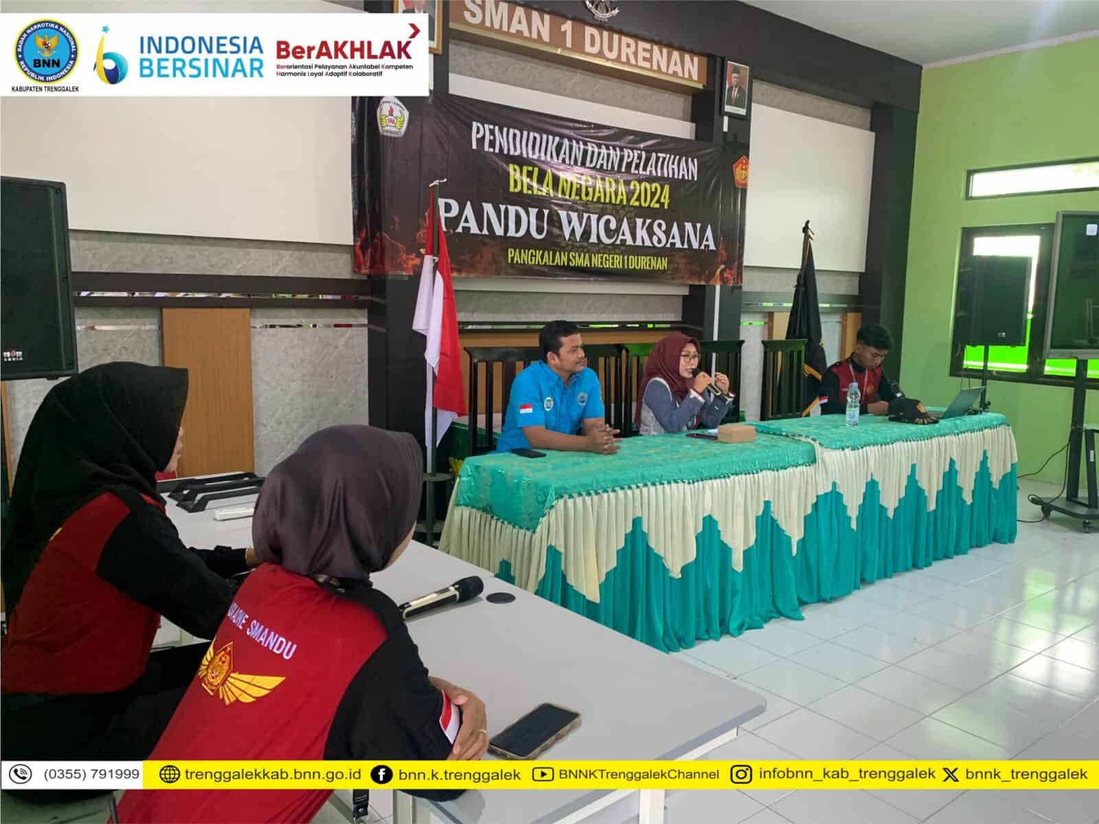 PEMBEKALAN MATERI P4GN PADA KEGIATAN PENDIDIKAN DAN PELATIHAN BELA NEGARA 2024 PASKIBRA SMAN 1 DURENAN