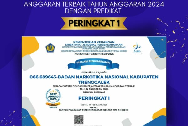 BNN Kabupaten Trenggalek Kembali Raih Penghargaan Satker dengan Kinerja Anggaran Terbaik TA 2024 BNN Kabupaten Trenggalek Kembali Raih Penghargaan Satker dengan Kinerja Anggaran Terbaik TA 2024